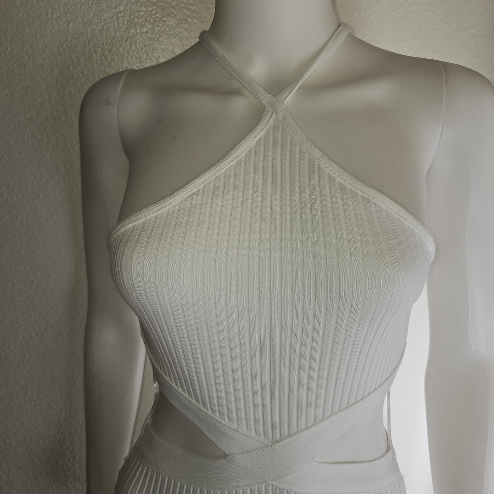 NOT Available ZARA NWT Ribbed Cut Out Bodysuit White Size Small - Picture 7 of 16